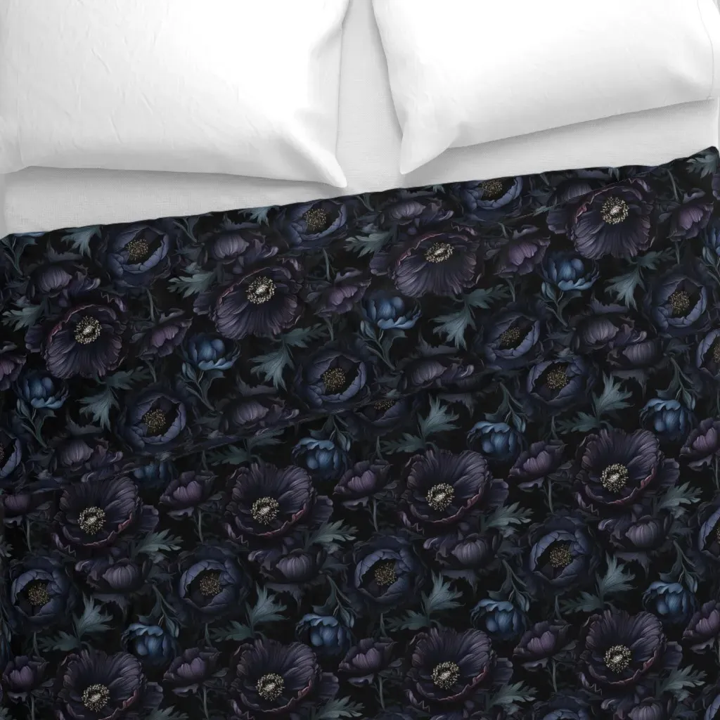 Dark Academia Moody Gothic Duvet Cover - Dark Blue alternate view
