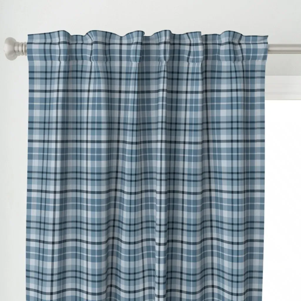 Dark Academia Plaid Curtain Panel - Blue alternate view