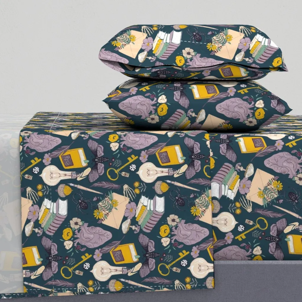 Dark Academia Twin XL Sheet Set - Mustard Yellow product