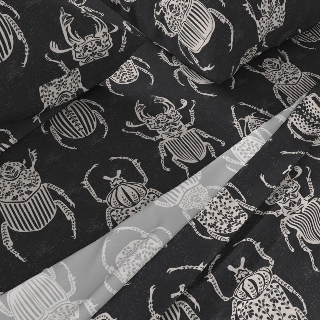 Dark Academy Beetles Twin XL Sheet Set - White alternate view