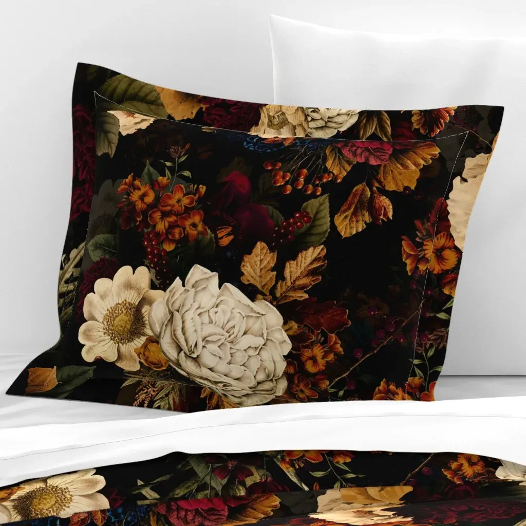 Dark Baroque Peonies Gothic Floral Wallpaper - Burgundy, Cotton Sateen product
