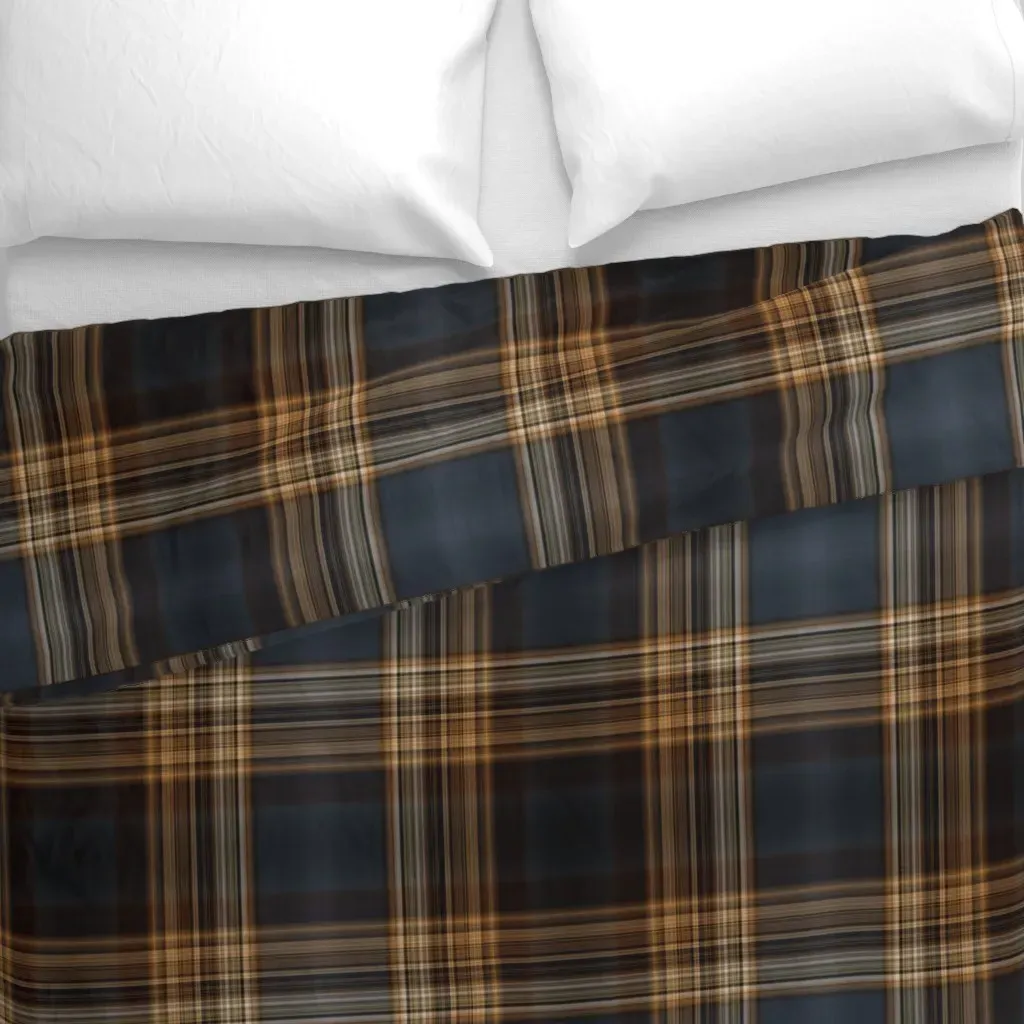 Dark Blue And Brown Fine Line Duvet Cover - Dark Gray alternate view