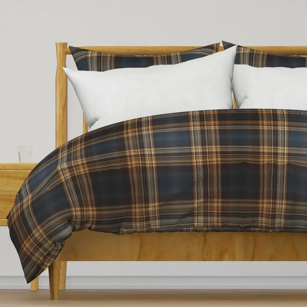 Dark Blue And Brown Fine Line Duvet Cover - Dark Gray product