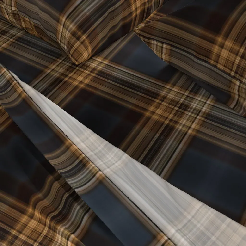 Dark Blue Brown Fine Line Plaid Queen Sheet Set - Dark Gray alternate view
