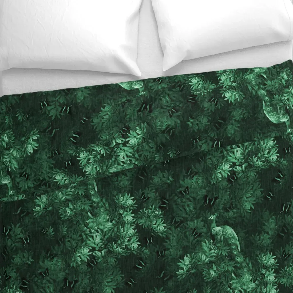 Dark Botanical Duvet Cover - Emerald Green alternate view