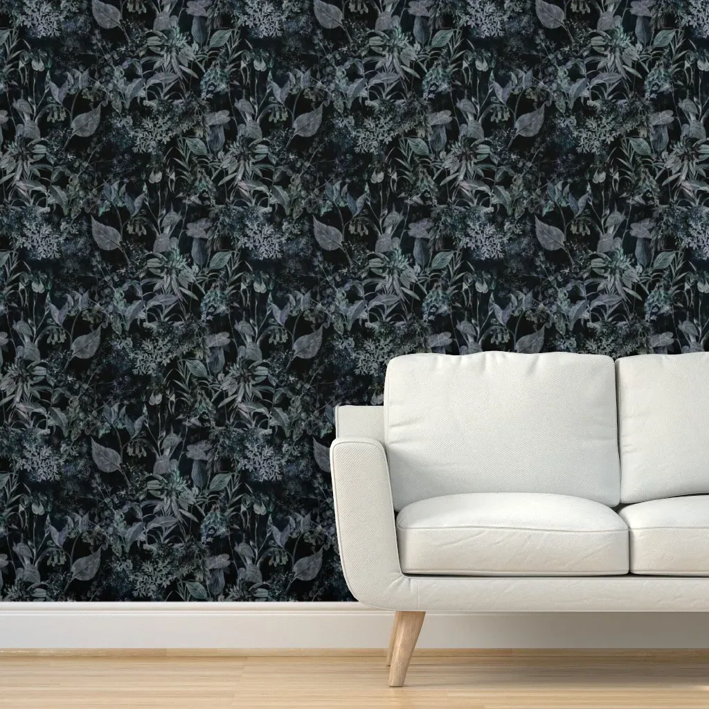 Dark Botany Peel and Stick Wallpaper - Dark Teal product