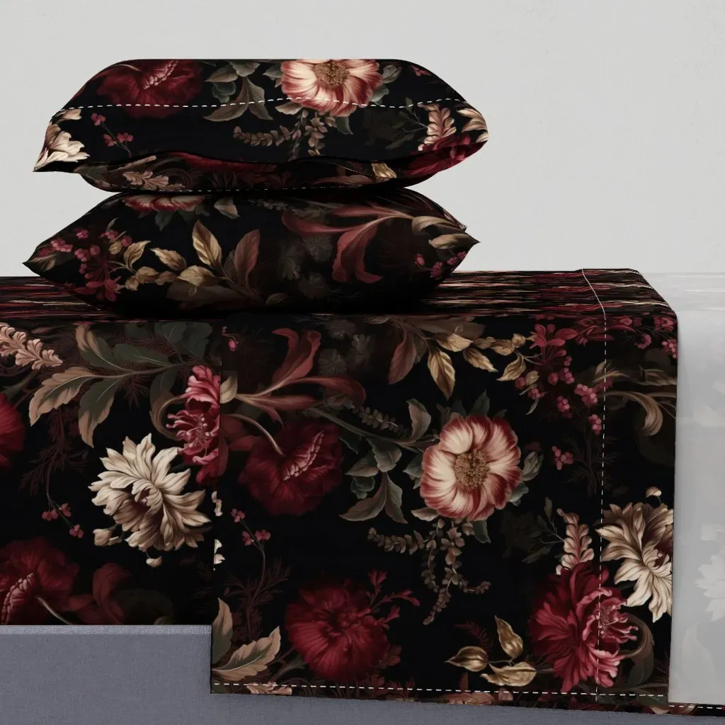 Dark Floral Queen Sheet Set product