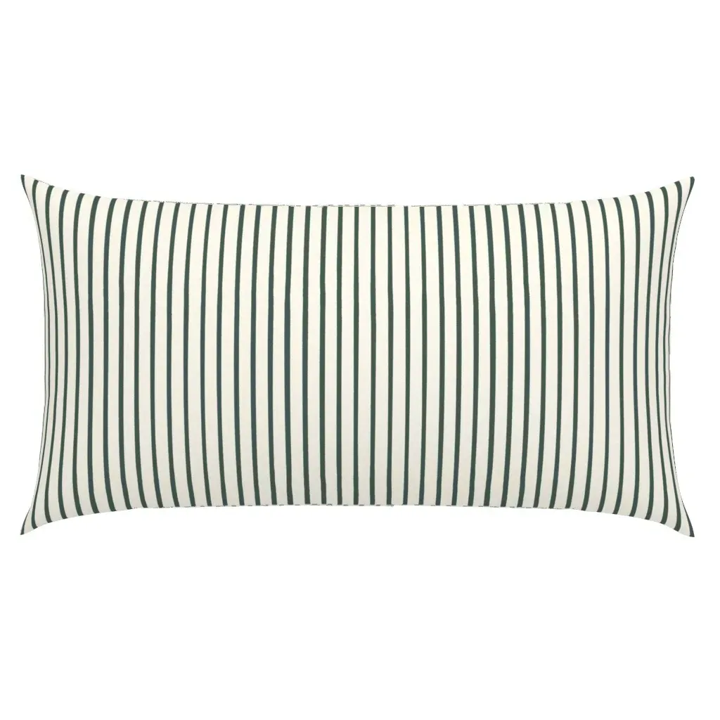 Dark Green Stripes King Size Pillow Sham - Dark Green, Cream product