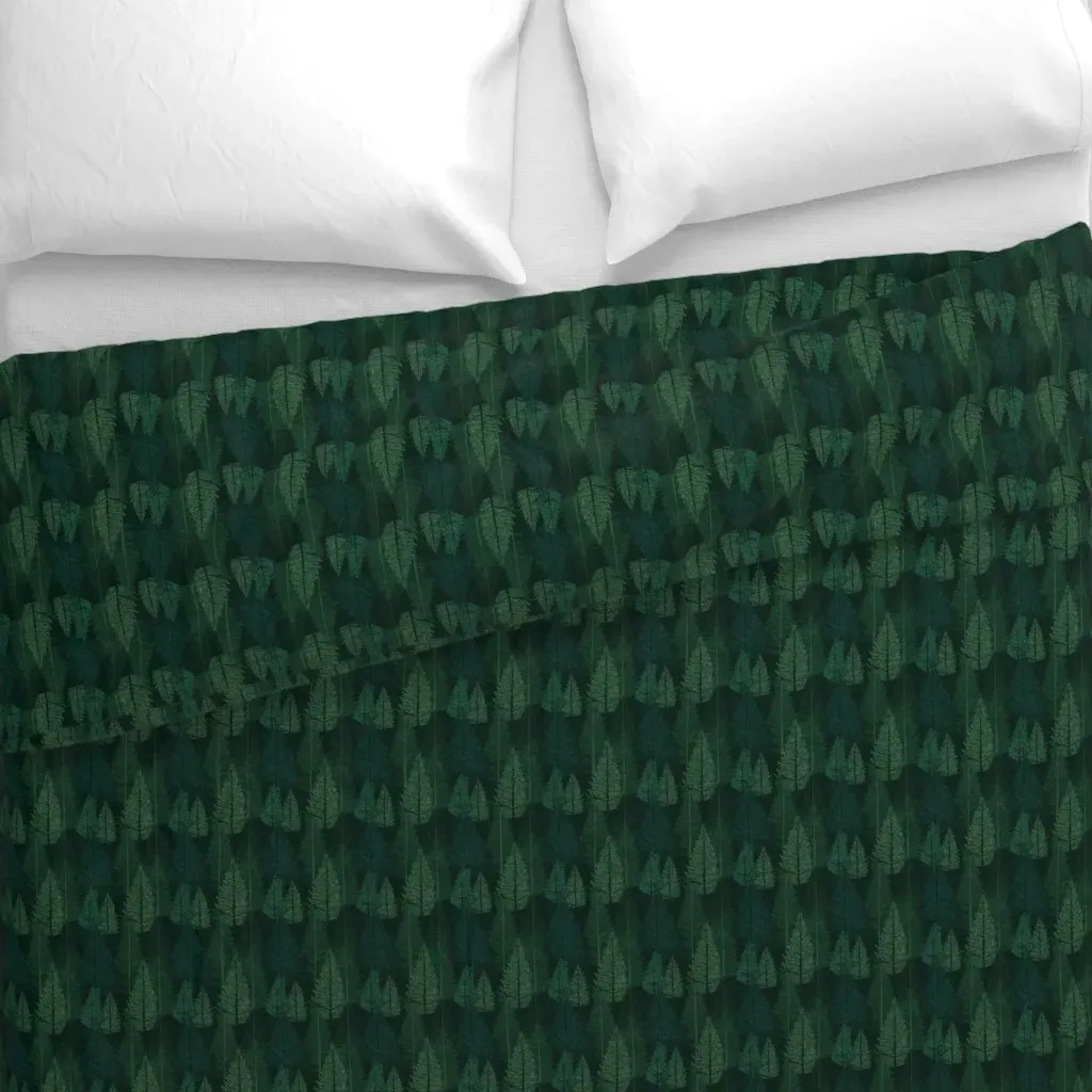 Dark Green Stylized Fir Trees Duvet Cover alternate view