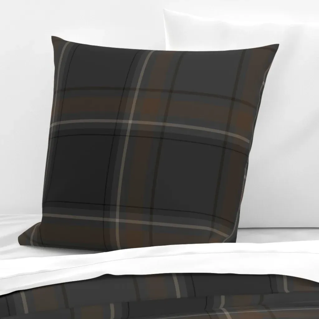 Dark Grey and Dark Brown Plaid Euro Pillow Sham product