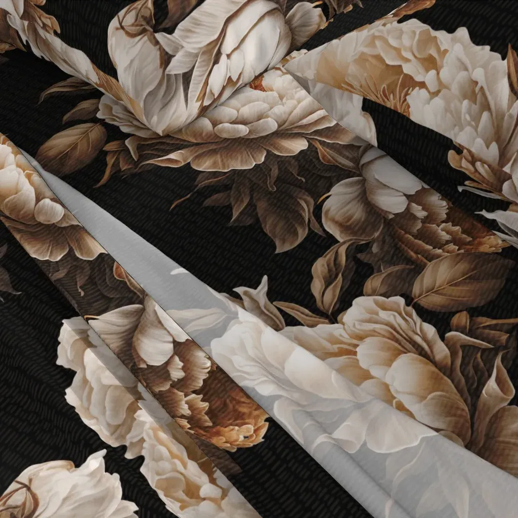 Dark Large Peonies Boho Floral Queen Sheet Set - Off-White alternate view