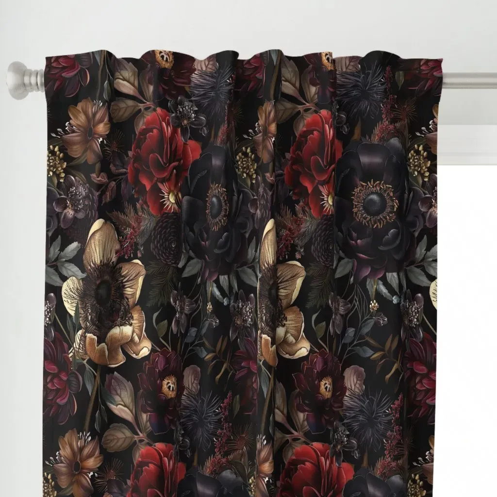Dark Moody Romantic Curtain Panel - Dark Red alternate view