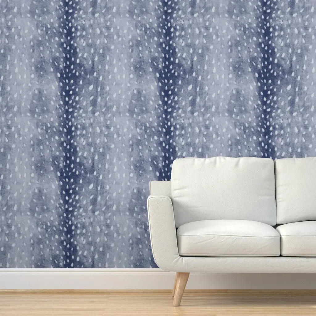 Dark Navy Blue Deer Hide XL Peel and Stick Wallpaper - Blue product