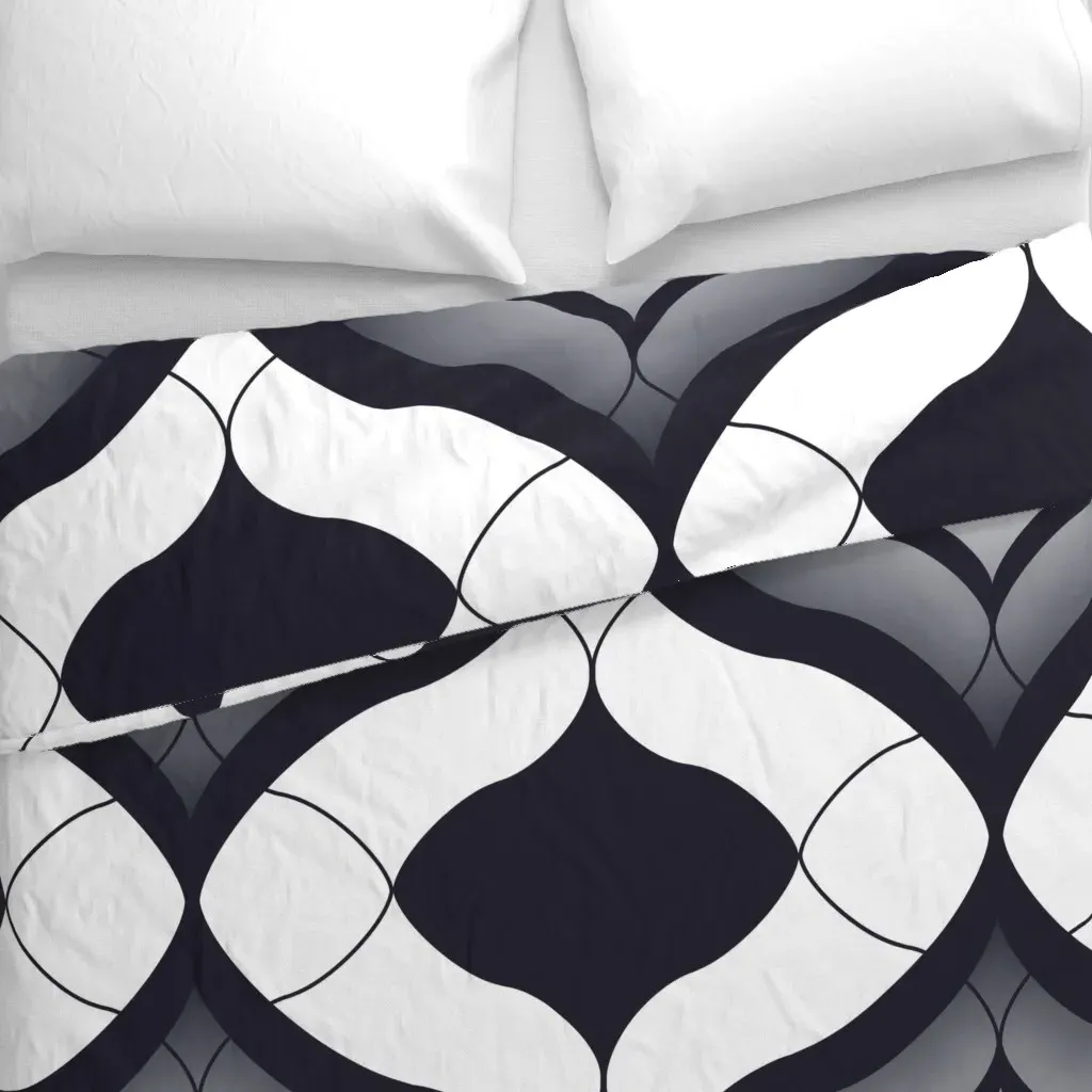Dark Navy Ogee Duvet Cover - Dark Gray alternate view