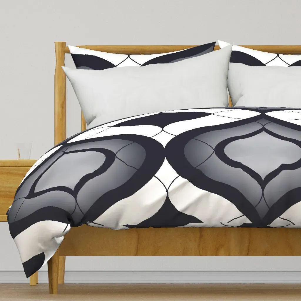 Dark Navy Ogee Duvet Cover - Dark Gray product