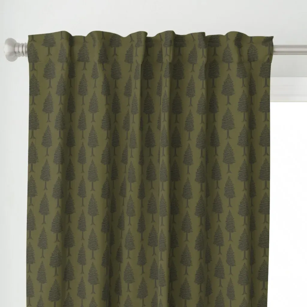 Dark Olive Green Pine Curtain Panel alternate view