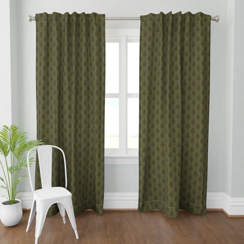 Dark Olive Green Pine Curtain Panel product