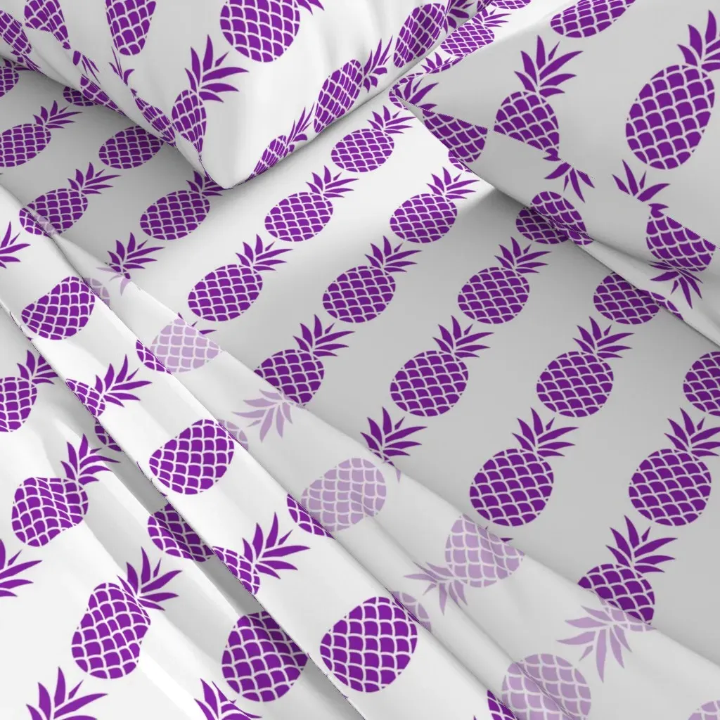 Dark Purple Pineapples Small Queen Sheet Set - Purple alternate view