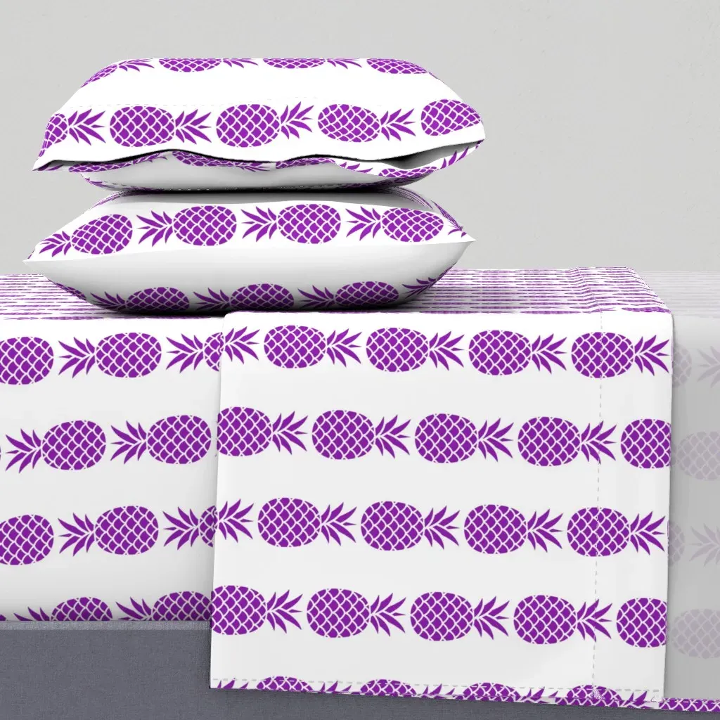 Dark Purple Pineapples Small Queen Sheet Set - Purple product
