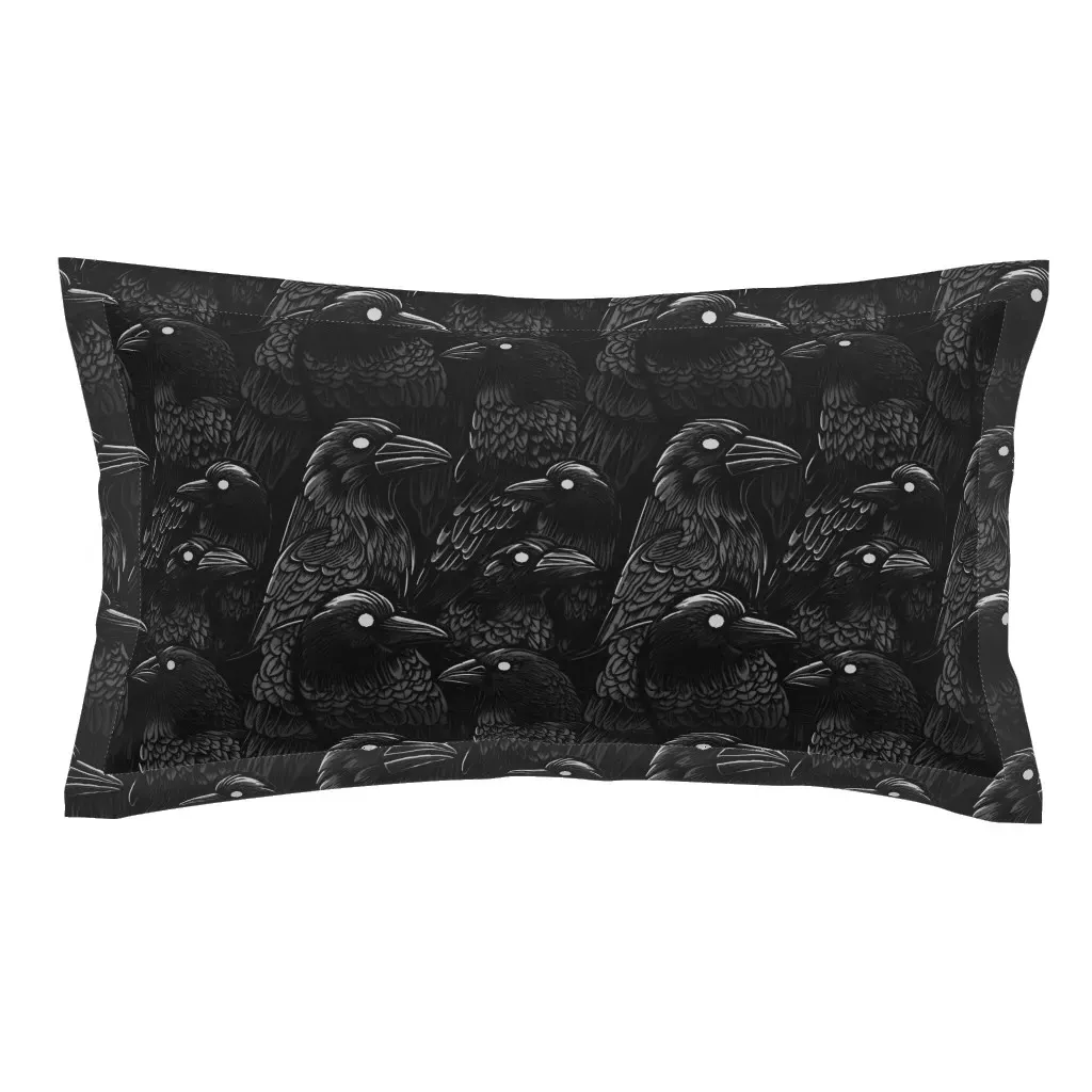 Dark Ravens Ravenous Portent Crows King Pillow Sham - Black product