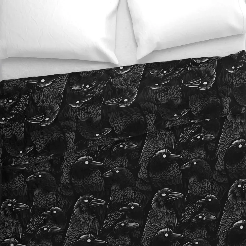 Dark Ravens Ravenous Portent Duvet Cover - Black alternate view