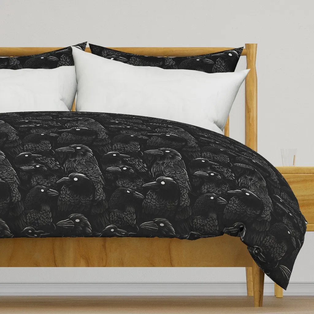 Dark Ravens Ravenous Portent Duvet Cover - Black product