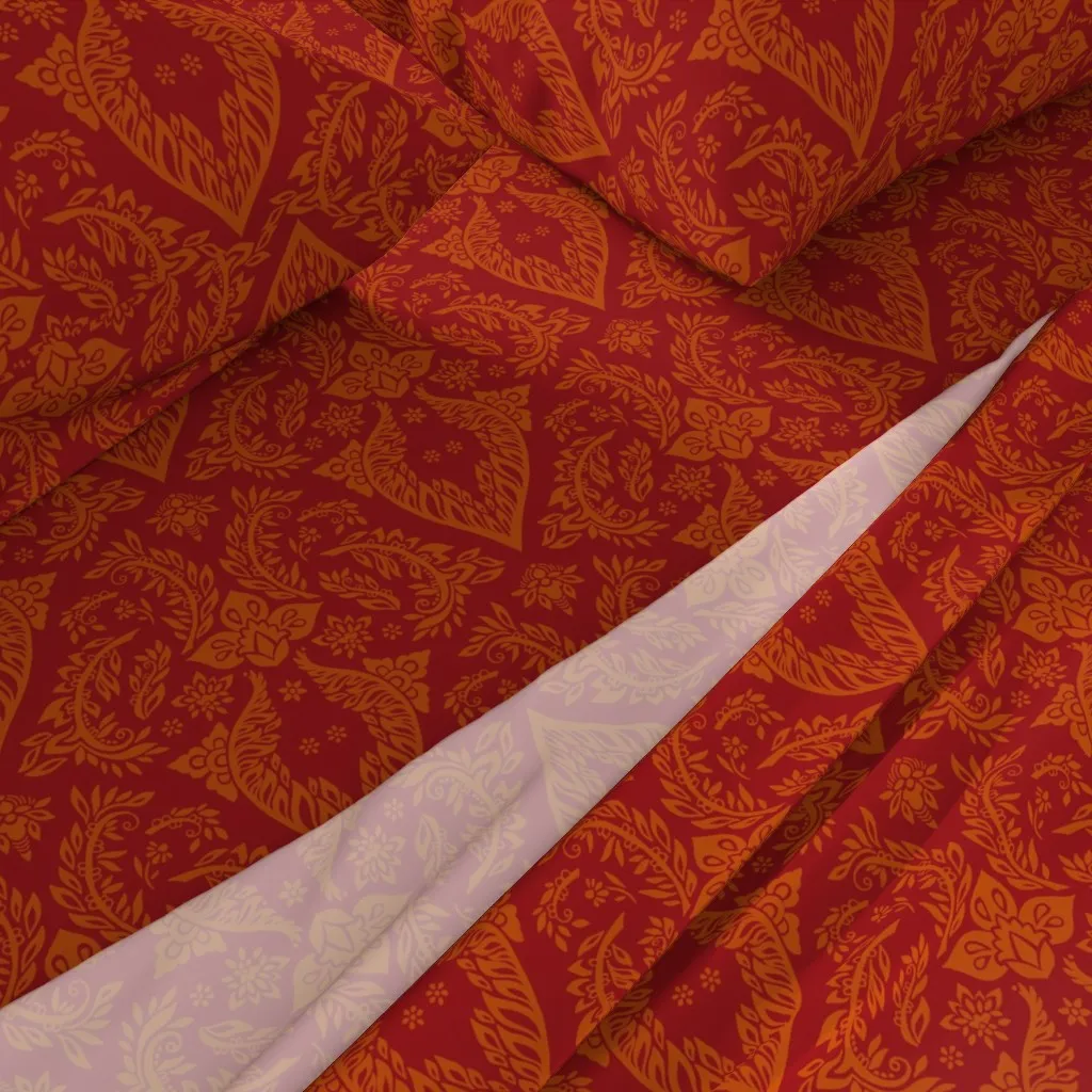 Dark Red Classic Damask Full Sheet Set - Burnt Orange alternate view