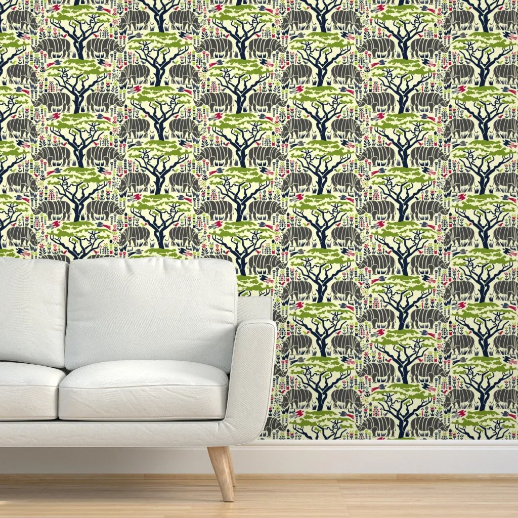 Dark Rhinoceros Peel and Stick Wallpaper - Cream product