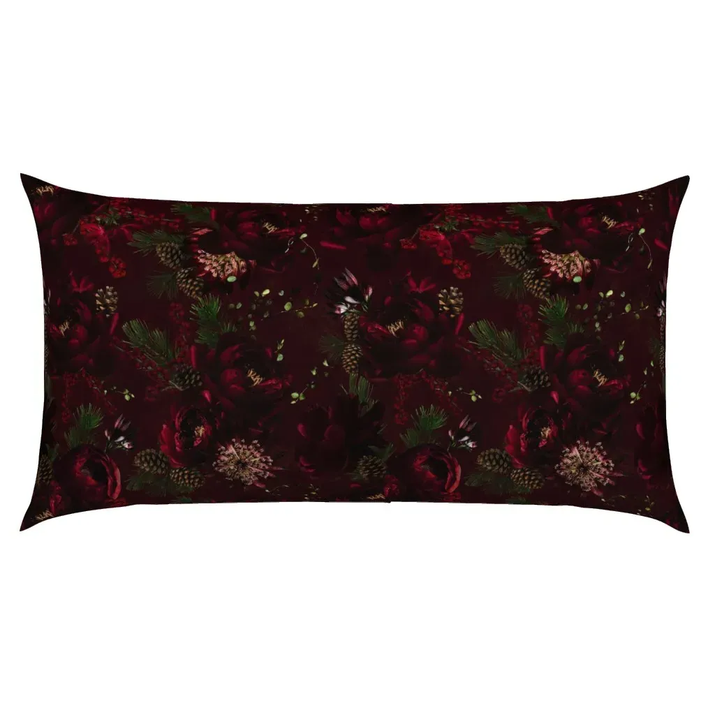 Dark Vintage Flower Winter Garden King Pillow Sham - Burgundy product