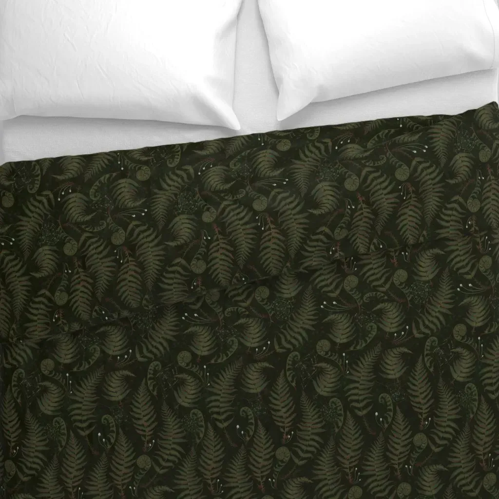Dark Woods With Fern Duvet Cover - Dark Green alternate view