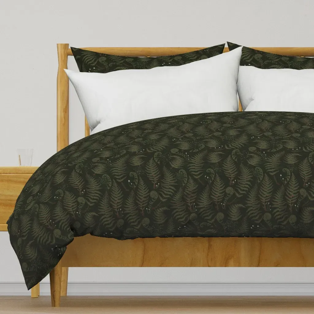 Dark Woods With Fern Duvet Cover - Dark Green product
