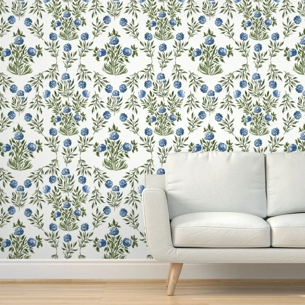 Darling Blue Hydrangea Peel and Stick Wallpaper - Blue, Watercolour product