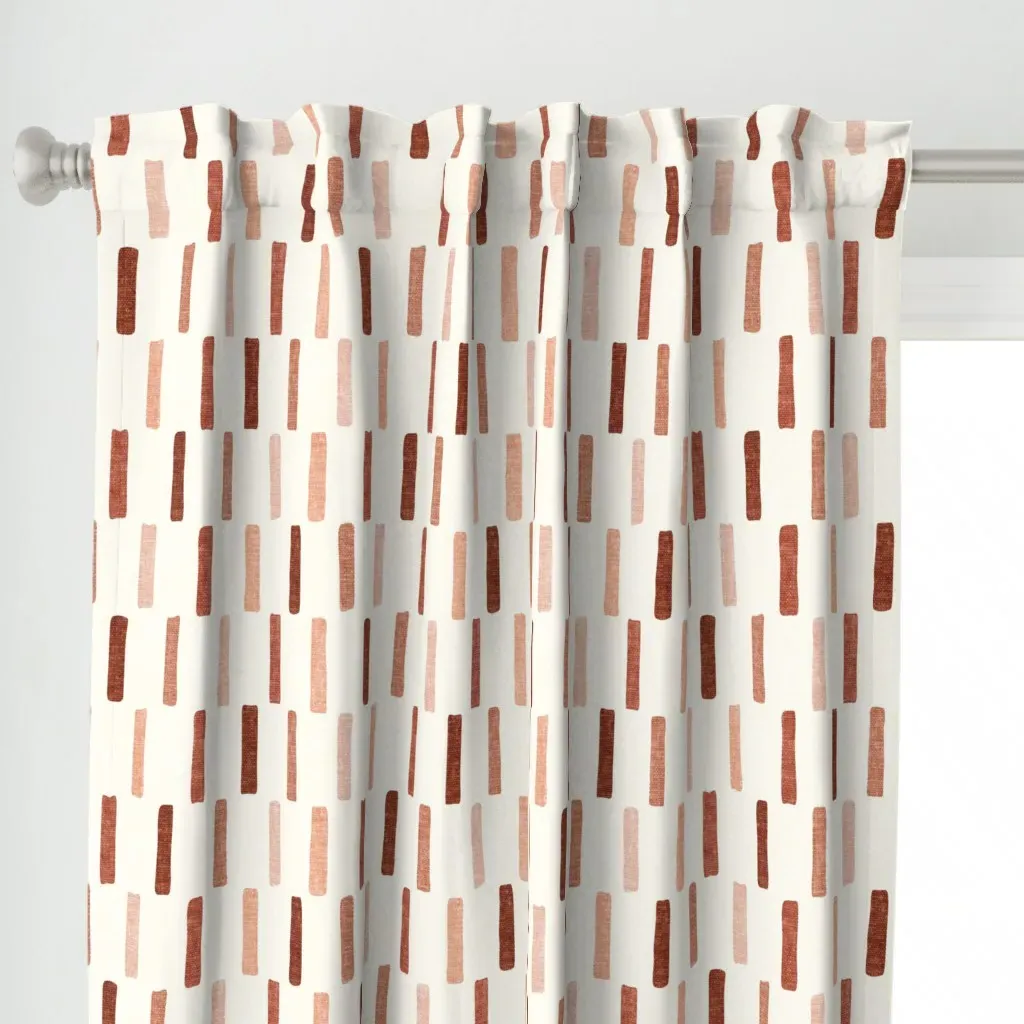 Dash Block Print Boho Curtain Panel - Terracotta alternate view