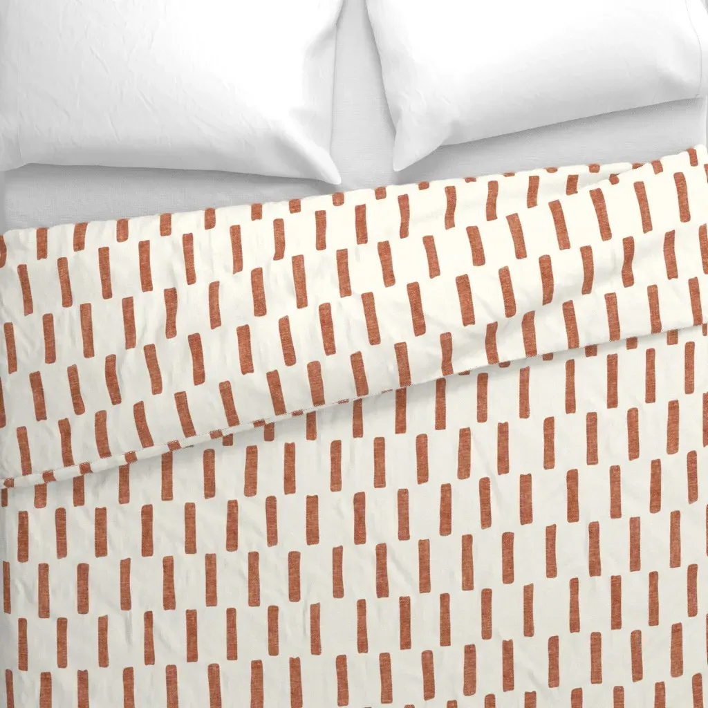 Dash Block Print Boho Duvet Cover - Terracotta alternate view