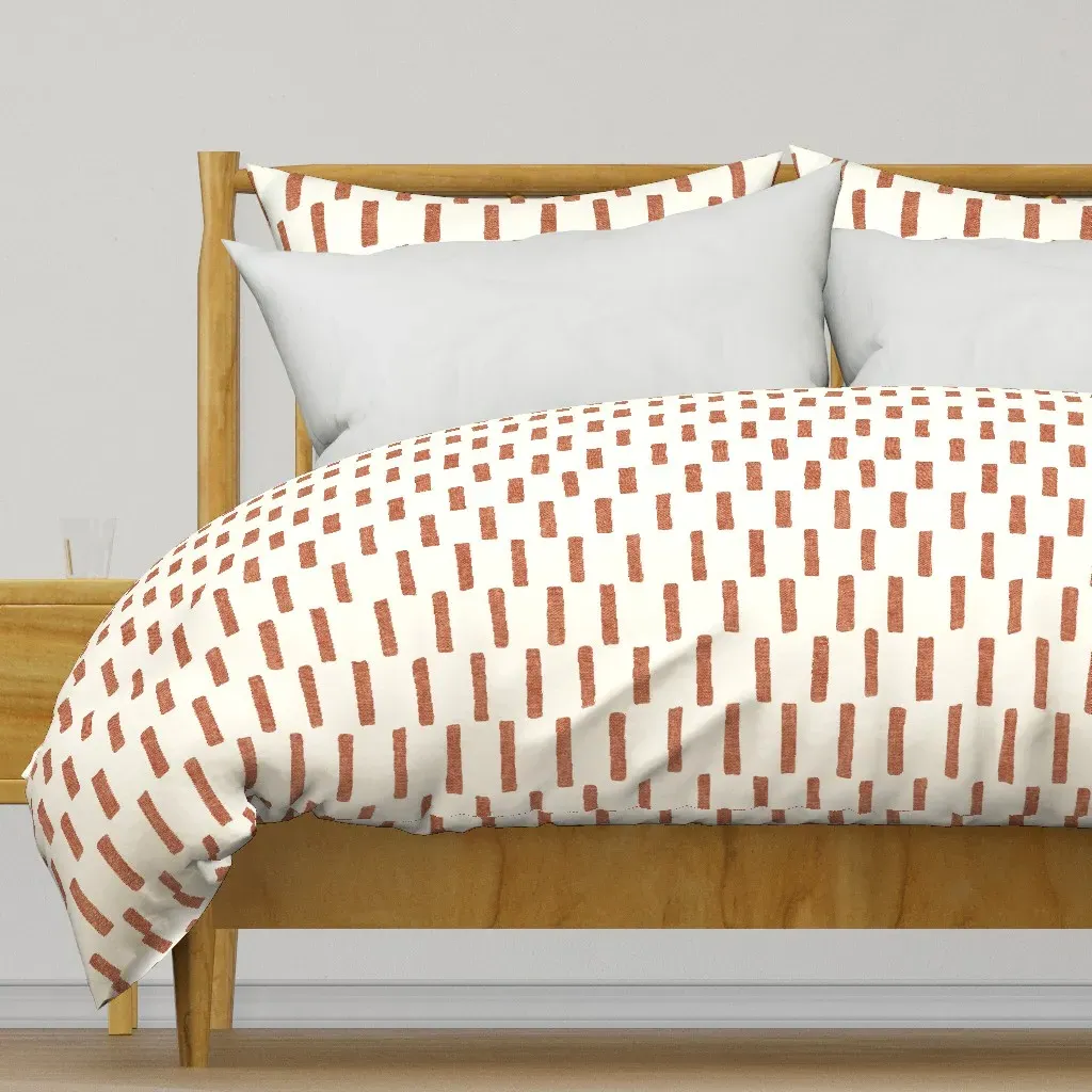 Dash Block Print Boho Duvet Cover - Terracotta product