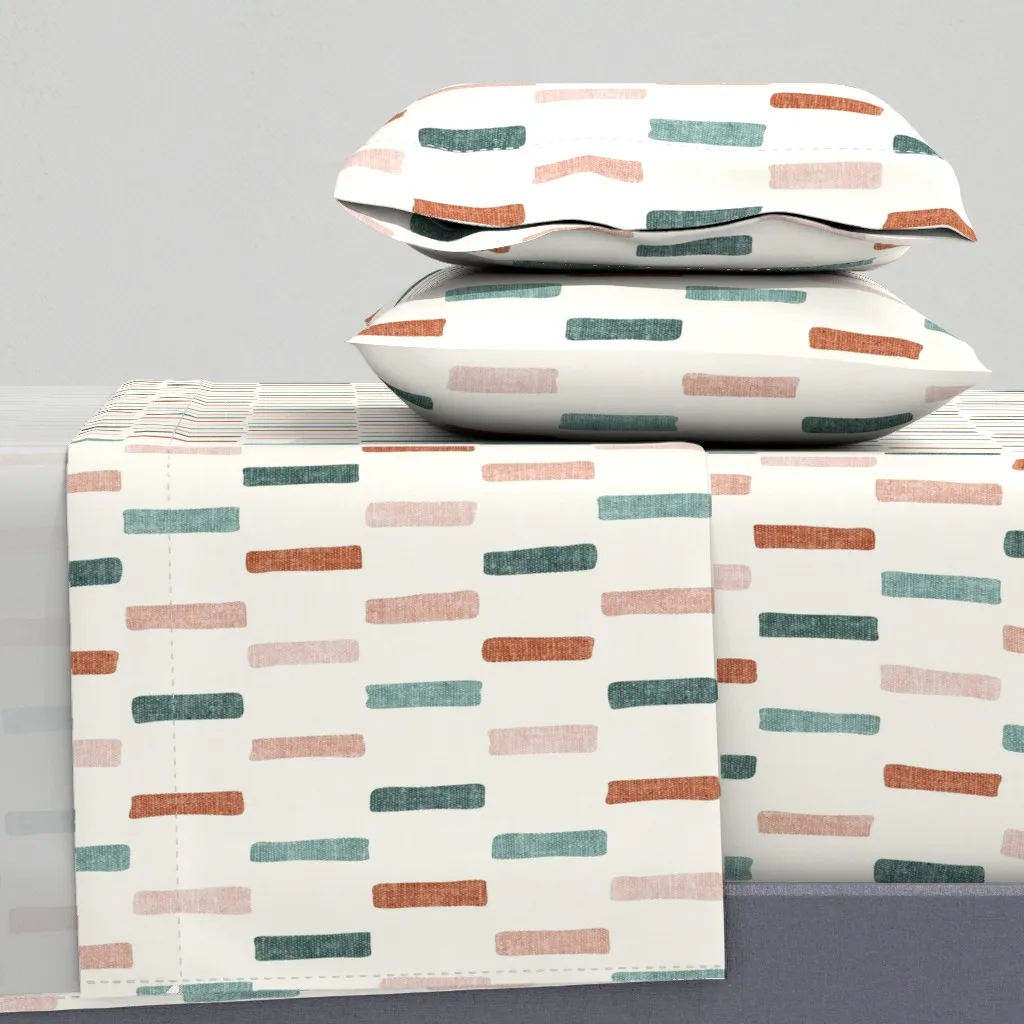 Dash Block Print Boho Queen Sheet Set - Dusty Rose product