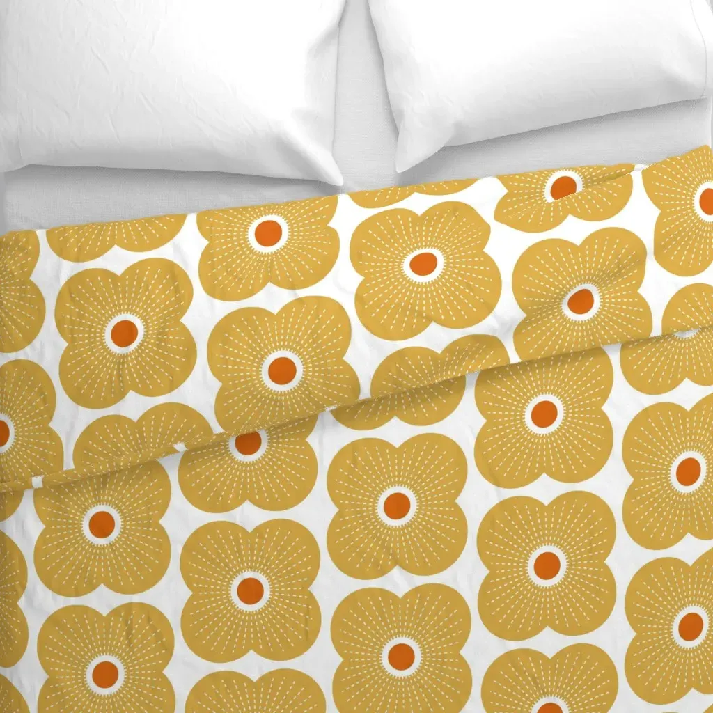 Dash Daisy Duvet Cover - Mustard Yellow alternate view