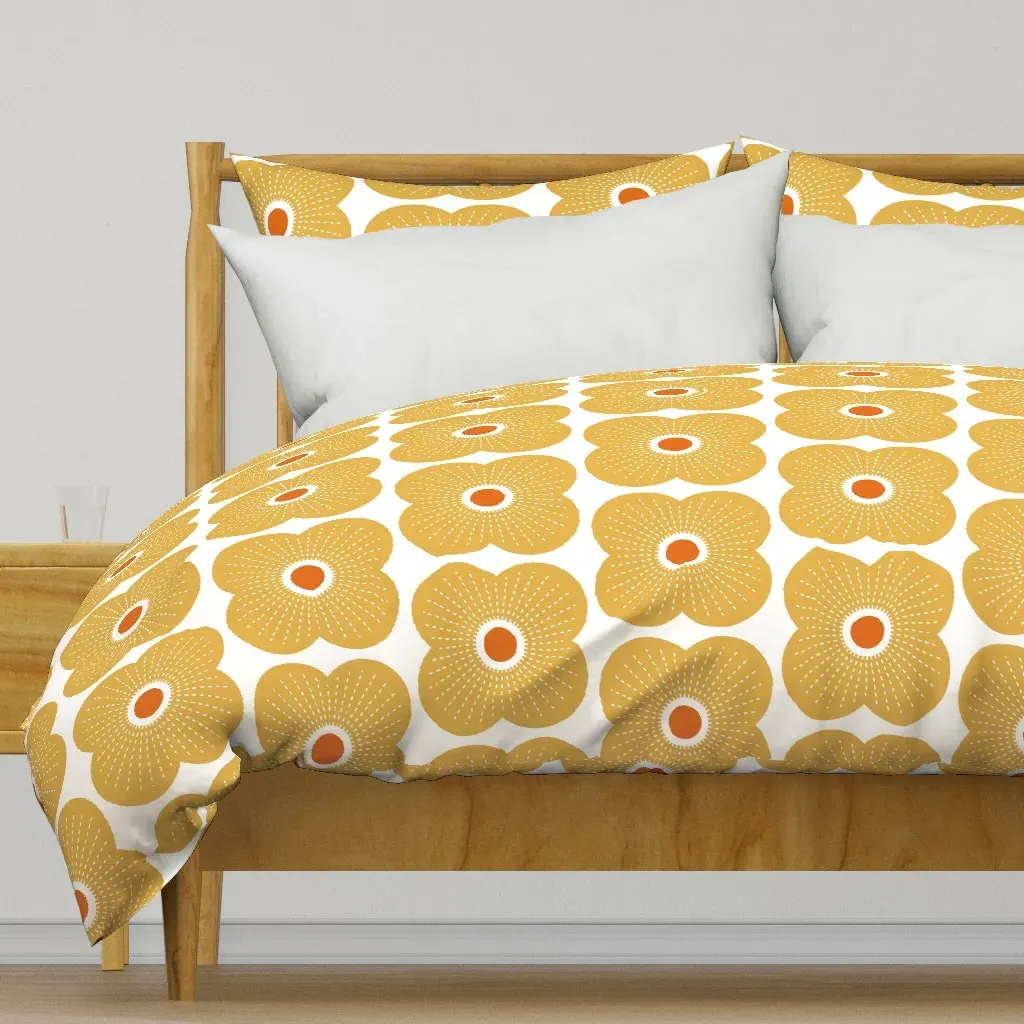 Dash Daisy Duvet Cover - Mustard Yellow product