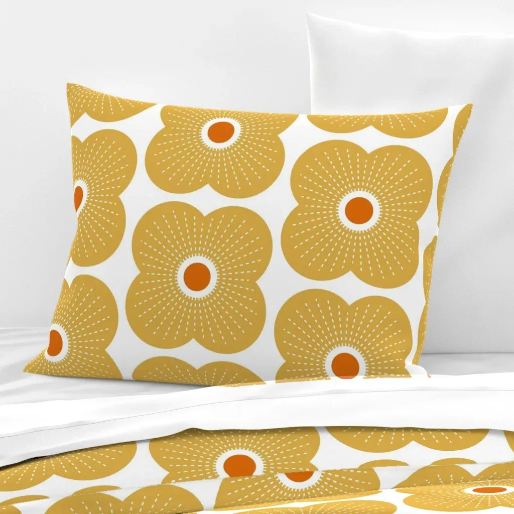 Dash Daisy Standard Knife Edge Cushion Cover - Mustard Yellow, Cotton Sateen product