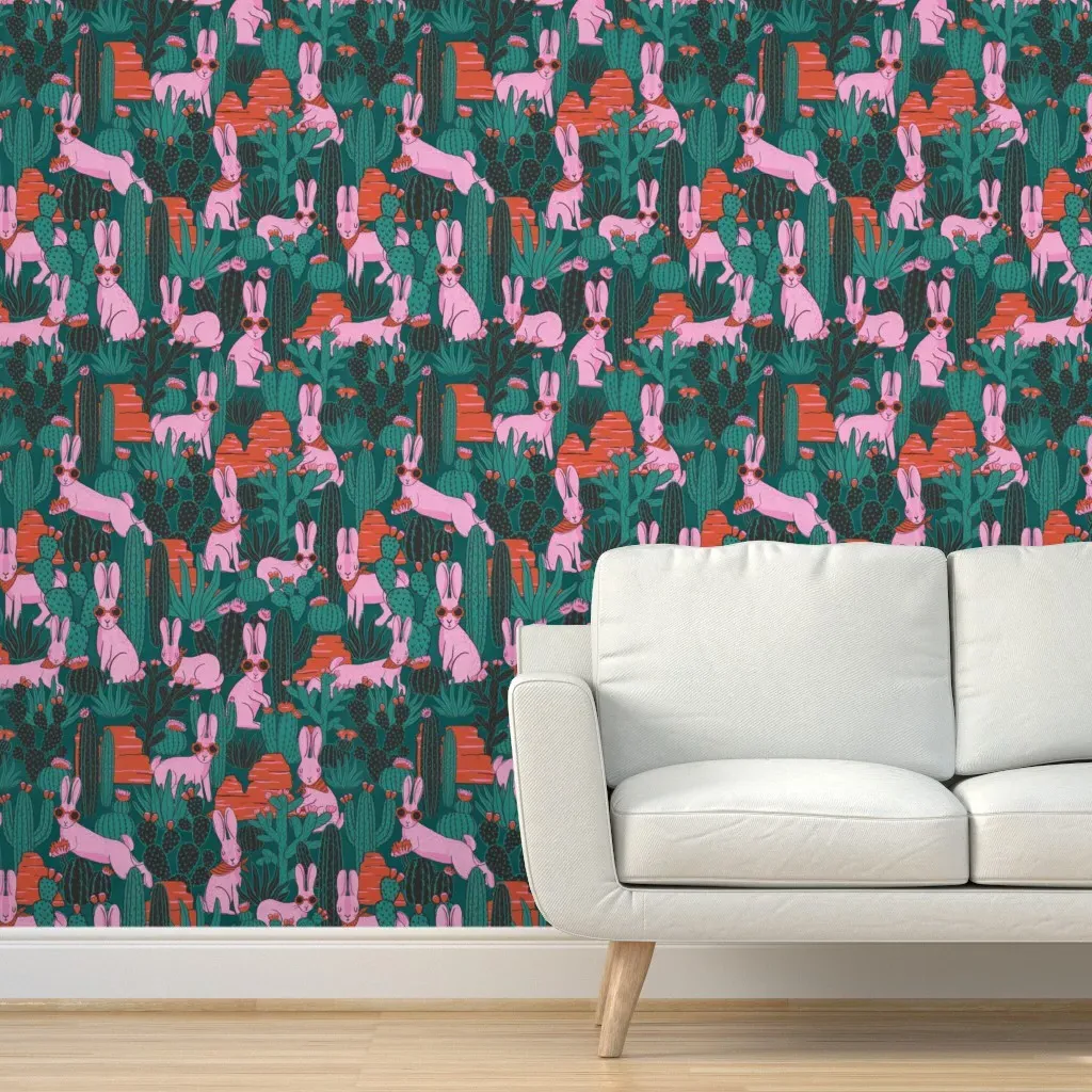 Dashing Desert Cottontail Peel and Stick Wallpaper - Pink product