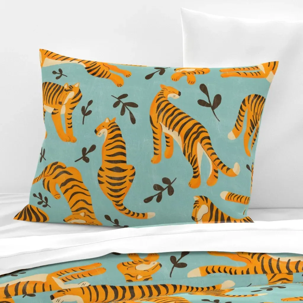 Day Of A Tiger Standard Knife Edge Cushion Cover - Orange, Cotton Sateen product