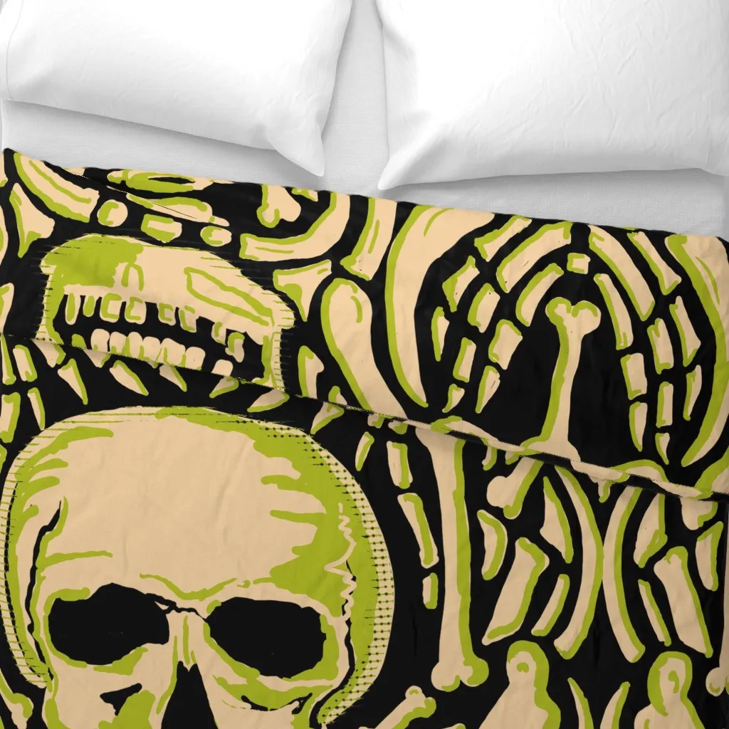 Deadman's Damask Duvet Cover - Lime Green alternate view