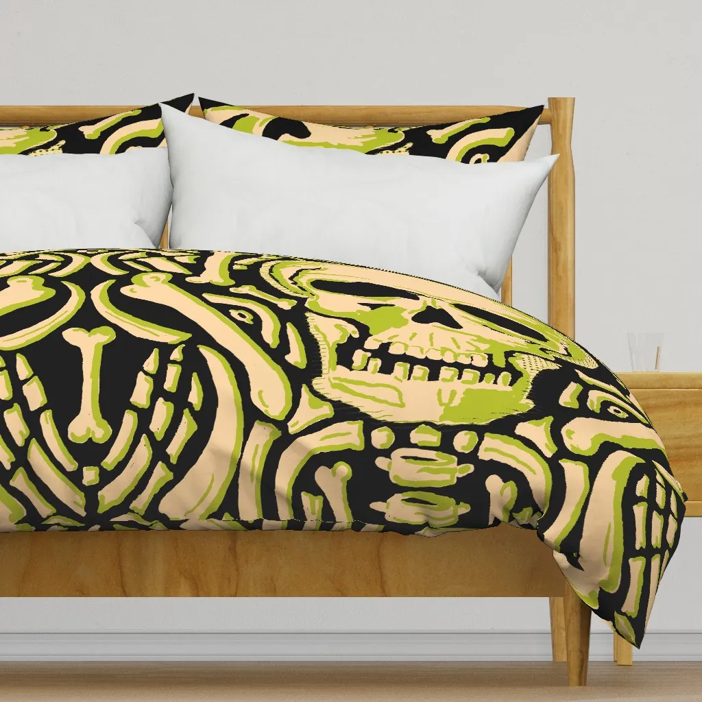 Deadman's Damask Duvet Cover - Lime Green product
