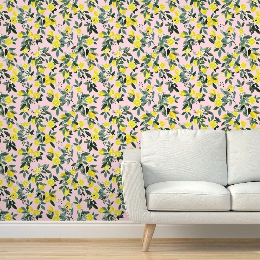 Dear Clementine Lemons Peel and Stick Wallpaper - Pink product
