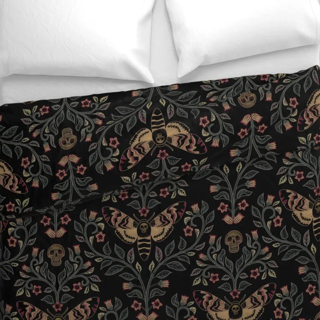 Death Head Damask Duvet Cover - Dark Gray alternate view
