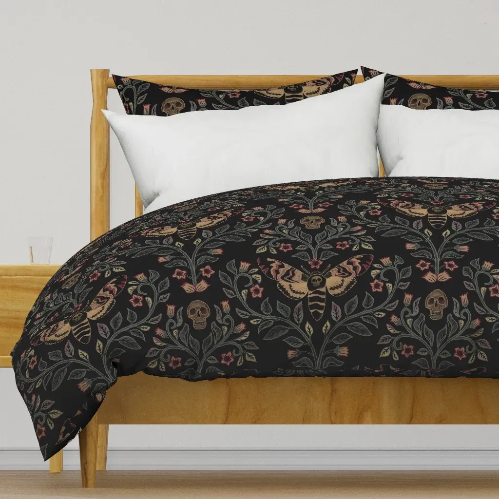 Death Head Damask Duvet Cover - Dark Gray product