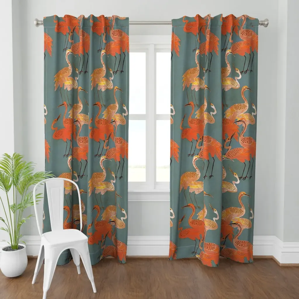Deco Cranes Curtain Panel - Coral product