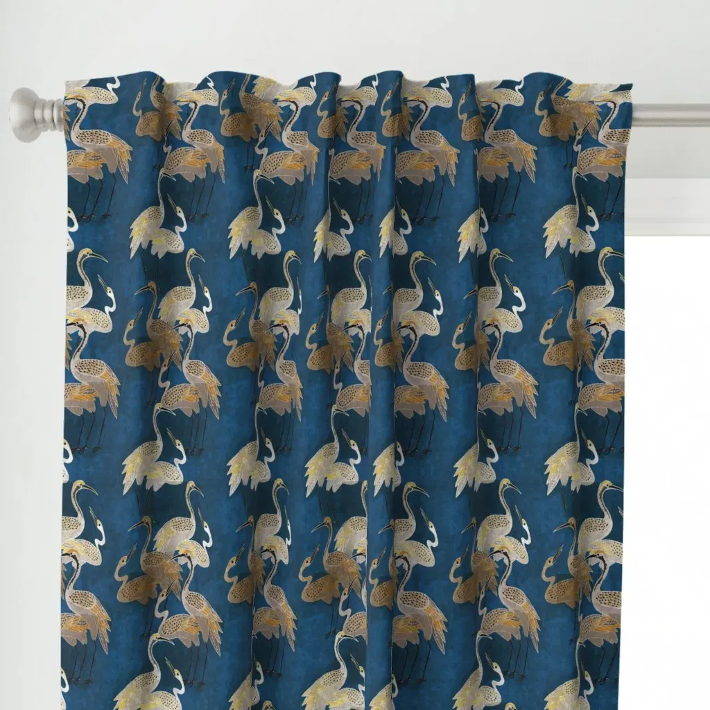 Deco Cranes Curtain Panel - Silver, Gray alternate view