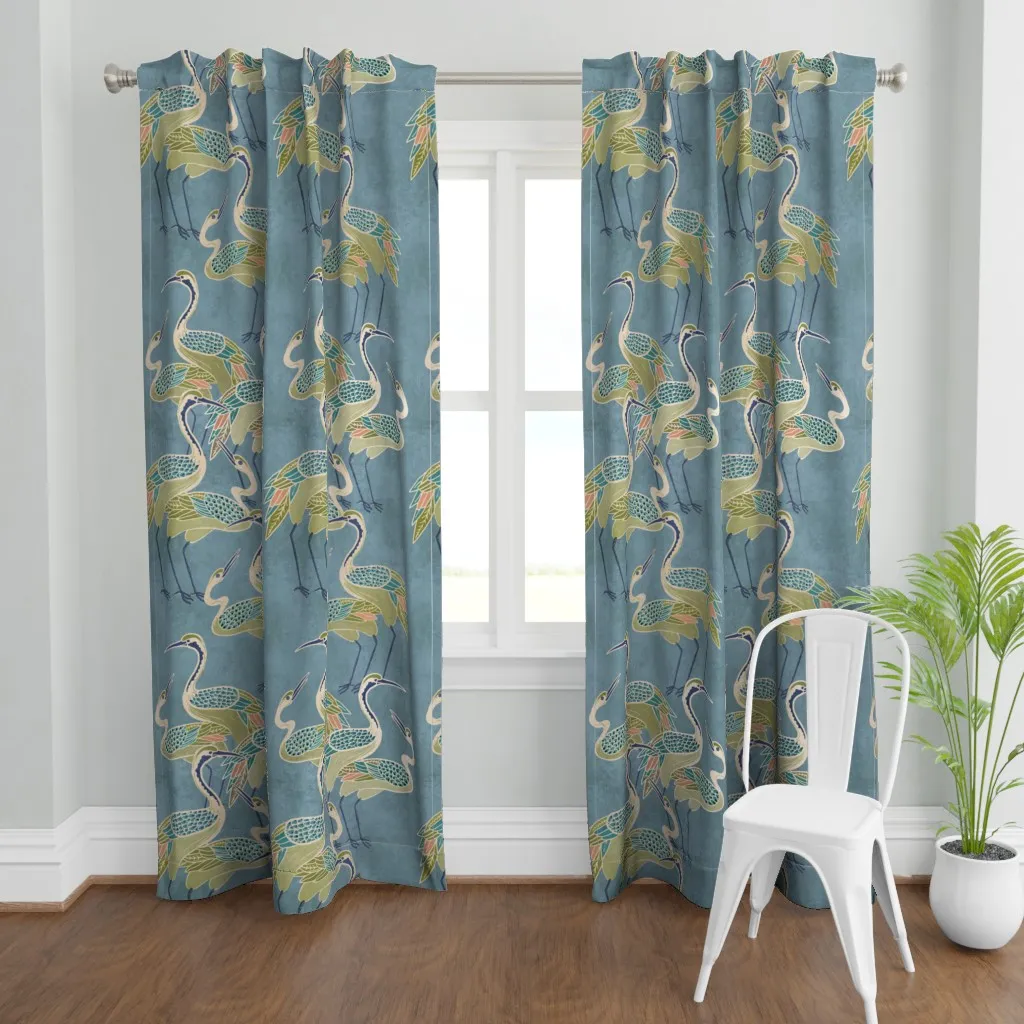 Deco Cranes Curtain Panel - Teal product