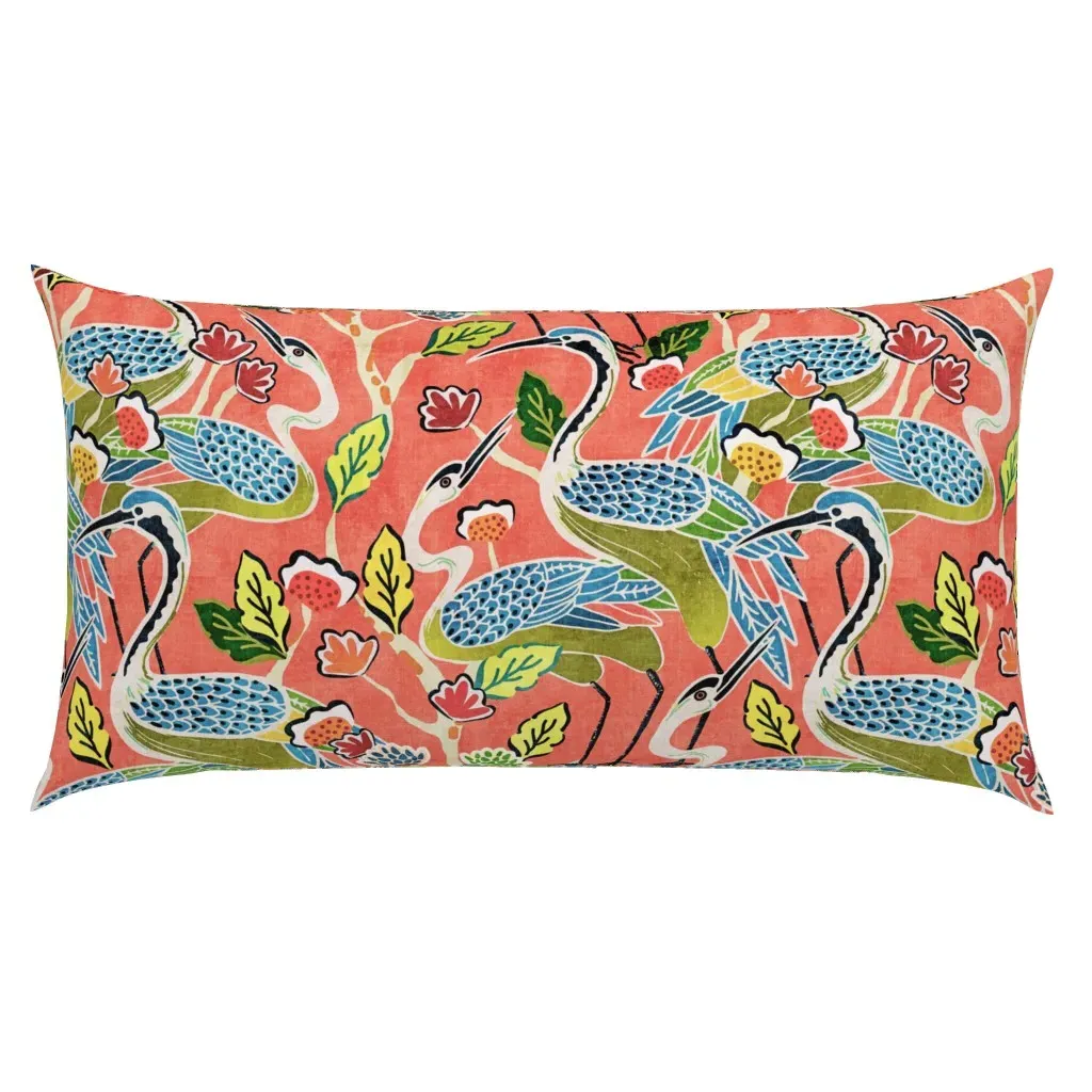 Deco Cranes Garden Party King Pillow Sham - Coral product